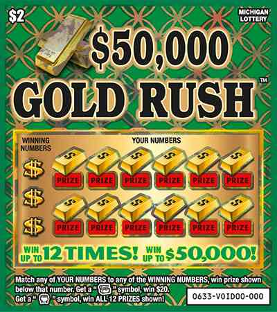 $50,000 Gold Rush scratchcard - game number #633 - front