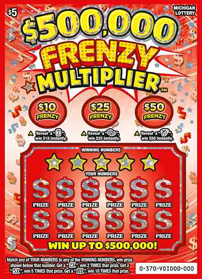 $500,000 Frenzy Multiplier scratchcard - game number #370 - front