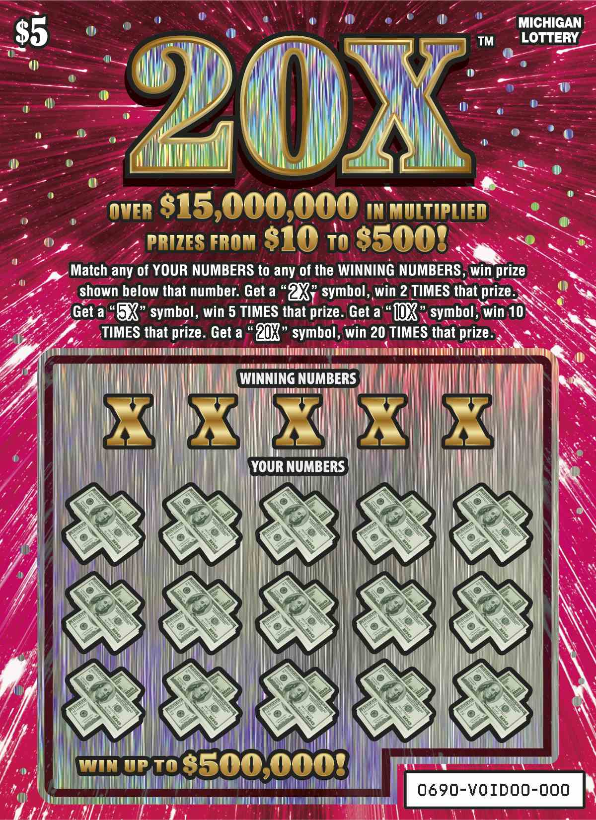 20X scratchcard - game number #690 - front