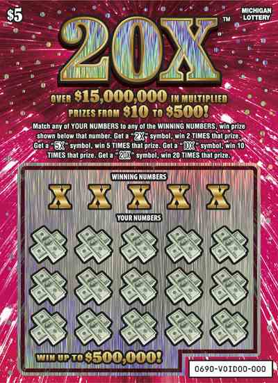 20X scratchcard - game number #690 - front