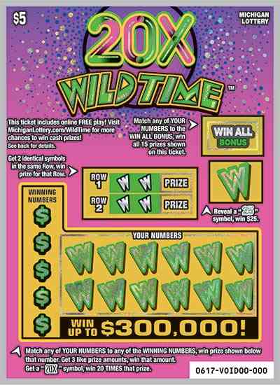 20X Wild Time scratchcard - game number #617 - front