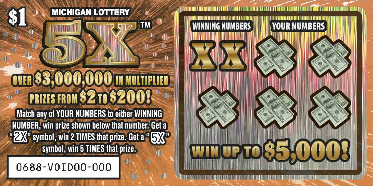 5X scratchcard - game number #688 - front