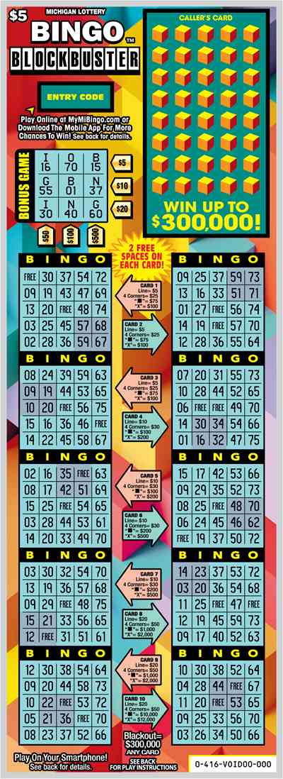 Bingo Blockbuster scratchcard - game number #416 - front