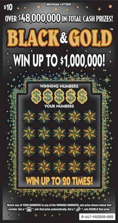 Black & Gold scratchcard - game number #447 - front