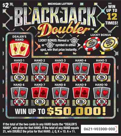 Blackjack Doubler scratchcard - game number #621 - front