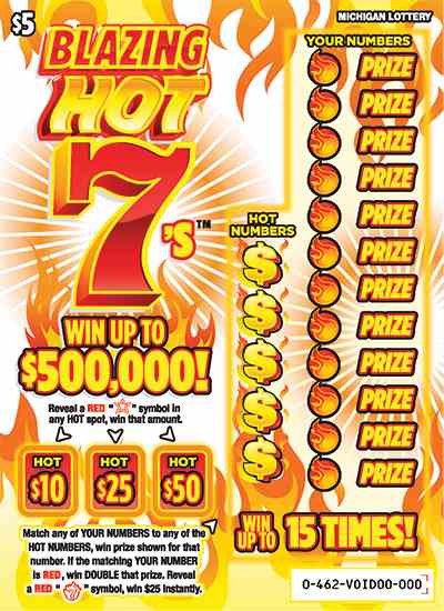 Blazing Hot 7's scratchcard - game number #462 - front