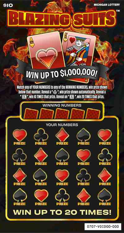 Blazing Suits scratchcard - game number #707 - front