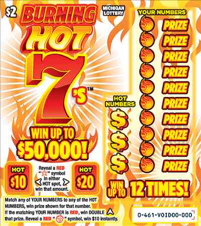 Burning Hot 7's scratchcard - game number #461 - front