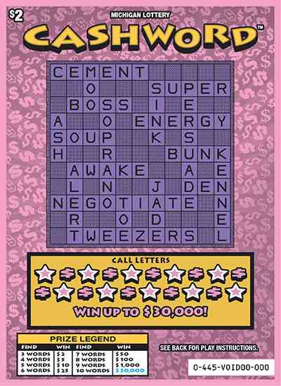 Cashword scratchcard - game number #445 - front