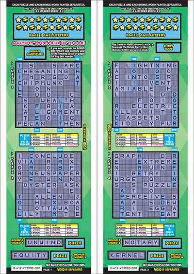 Cashword Times 20 scratchcard - game number #419 - front