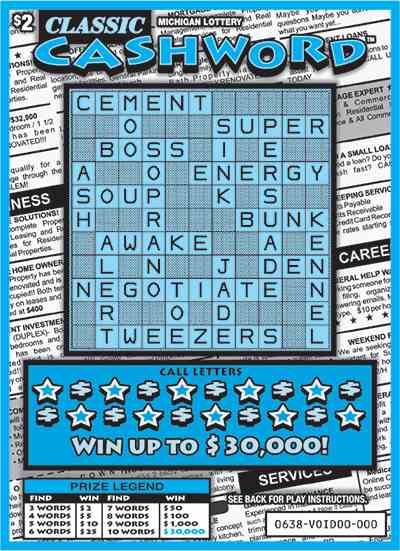 Classic Cashword scratchcard - game number #638 - front