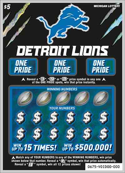 Detroit Lions scratchcard - game number #675 - front