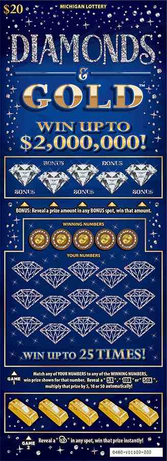 Diamonds & Gold scratchcard - game number #480 - front