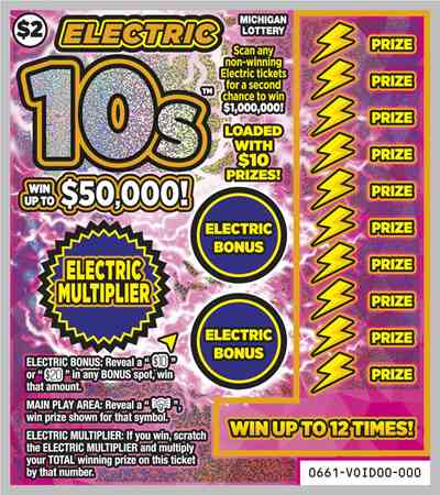 Electric 10s scratchcard - game number #661 - front