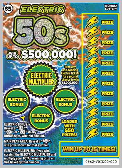 Electric 50s scratchcard - game number #662 - front