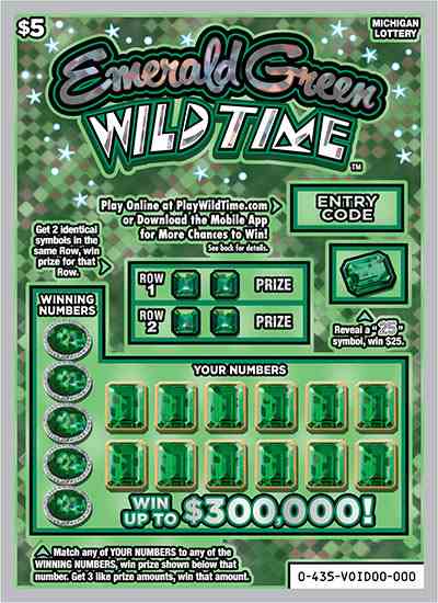 Emerald Green Wild Time scratchcard - game number #435 - front