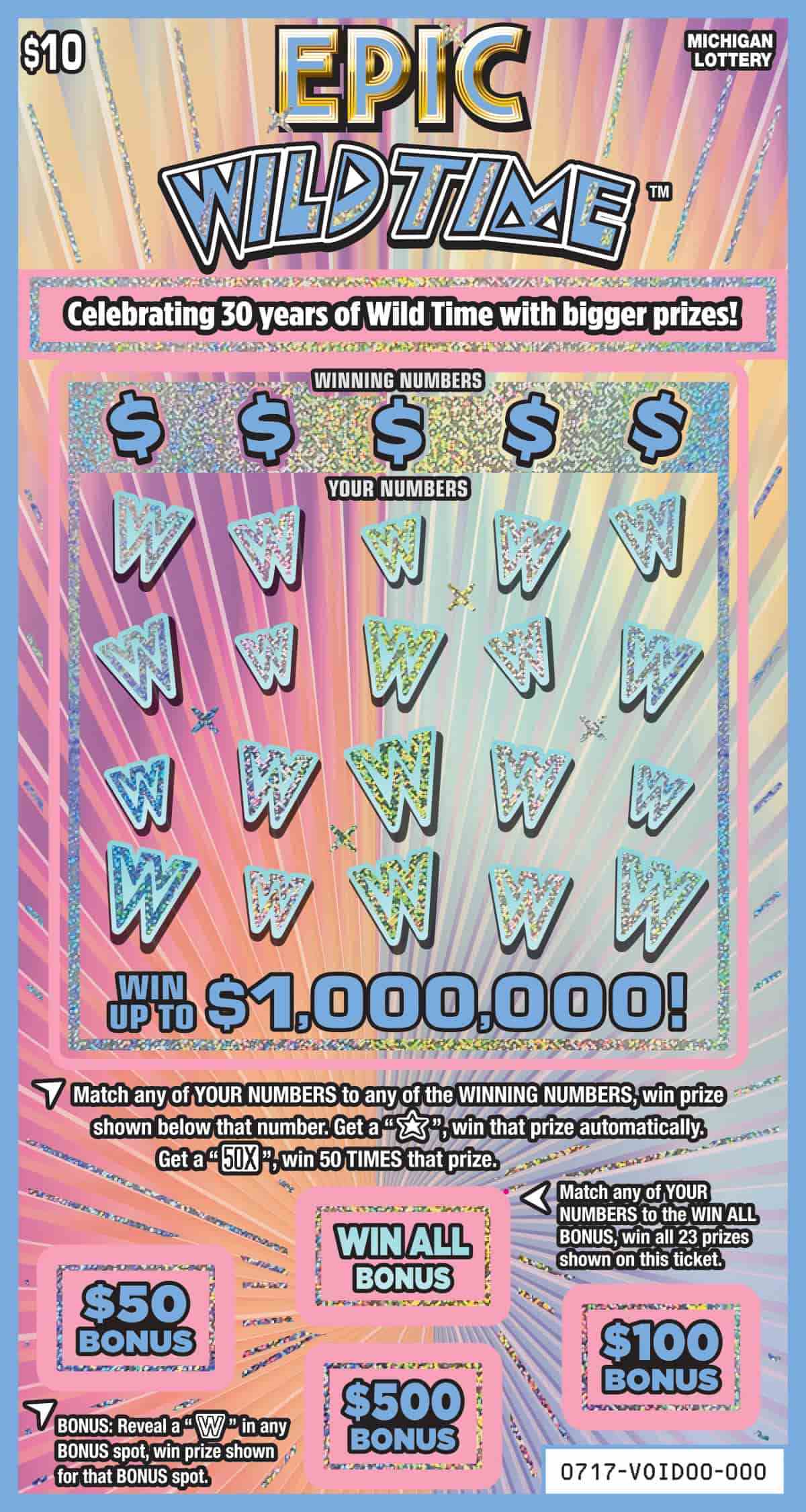 Epic Wild Time scratchcard - game number #717 - front
