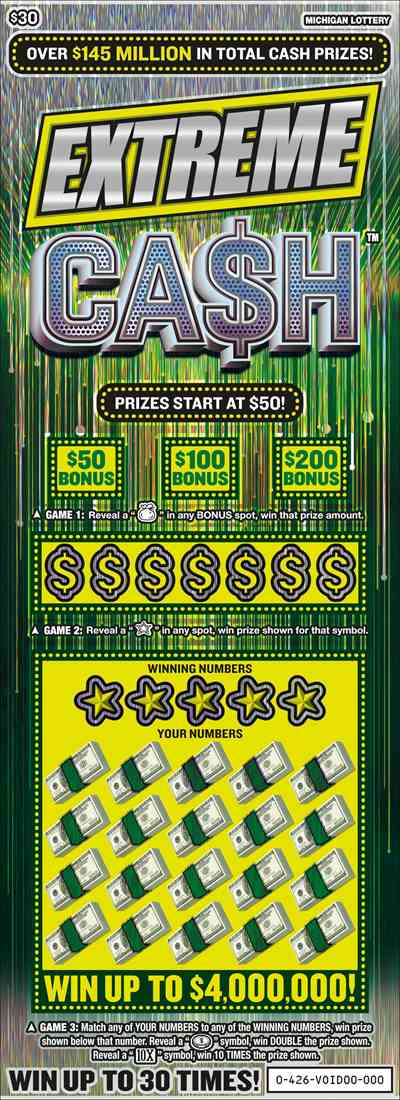 Extreme Cash scratchcard - game number #426 - front