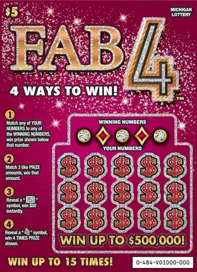 Fab 4 scratchcard - game number #484 - front