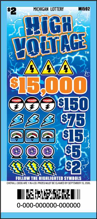 High Voltage scratchcard - game number #592 - front