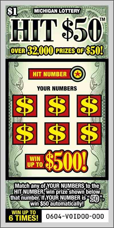 HIT $50 scratchcard - game number #604 - front