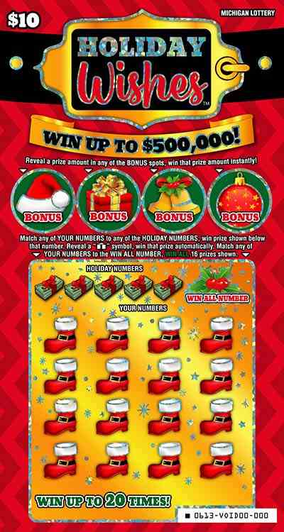 Holiday Wishes scratchcard - game number #613 - front