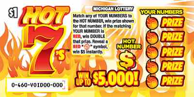 Hot 7's scratchcard - game number #460 - front