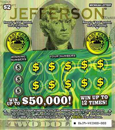 Jefferson scratchcard - game number #639 - front