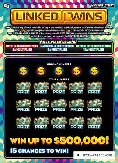 Linked Wins scratchcard - game number #731 - front