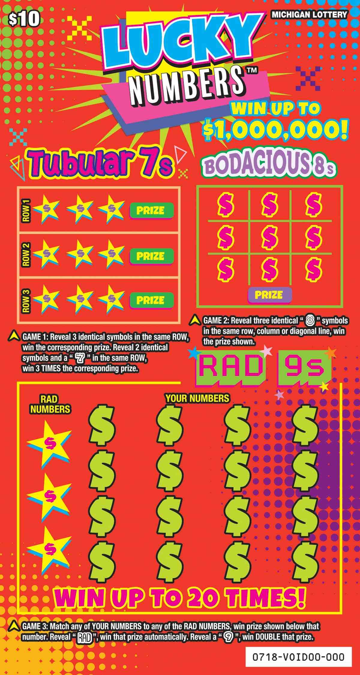 Lucky Numbers scratchcard - game number #718 - front