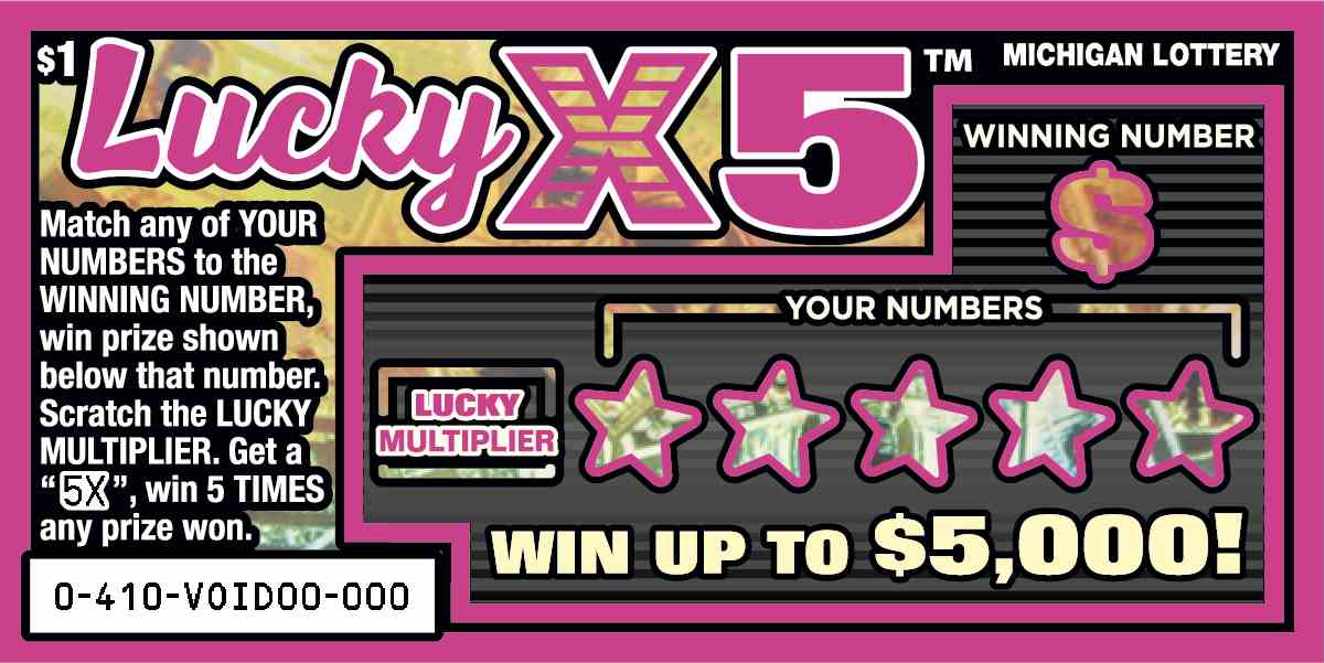 Lucky X5 scratchcard - game number #410 - front