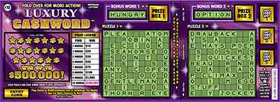 Luxury Cashword scratchcard - game number #485 - front