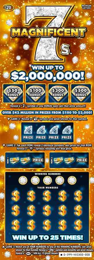 Magnificent 7s scratchcard - game number #399 - front
