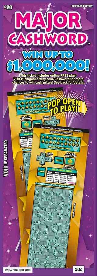 Major Cashword scratchcard - game number #606 - front