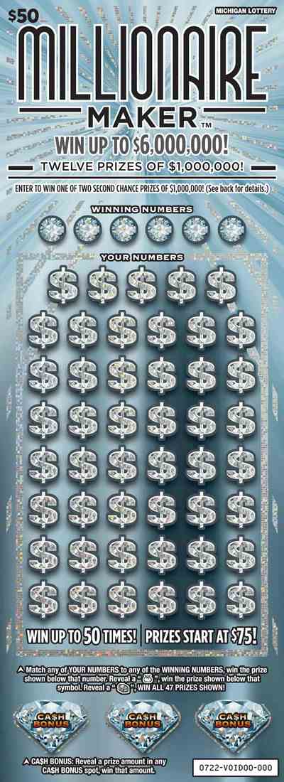 Millionaire Maker scratchcard - game number #722 - front