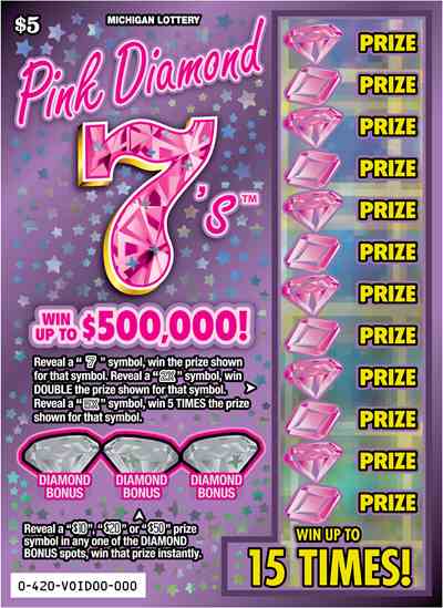 Pink Diamond 7’s scratchcard - game number #420 - front