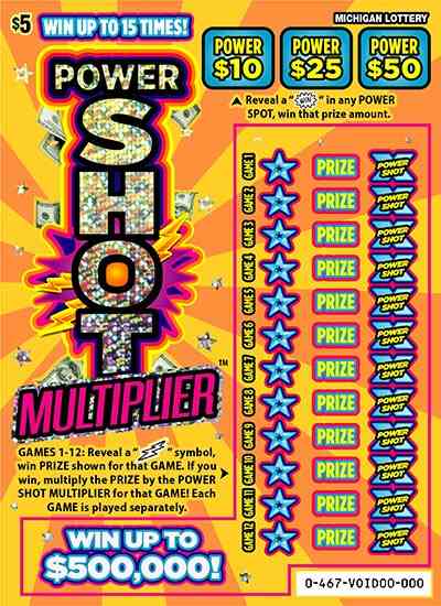 Power Shot Multiplier scratchcard - game number #467 - front