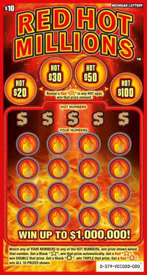 Red Hot Millions scratchcard - game number #379 - front