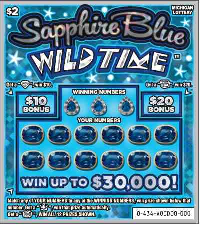 Sapphire Blue Wild Time scratchcard - game number #434 - front