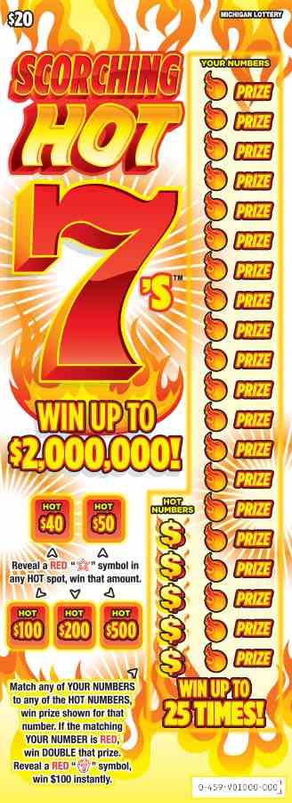 Scorching Hot 7's scratchcard - game number #459 - front