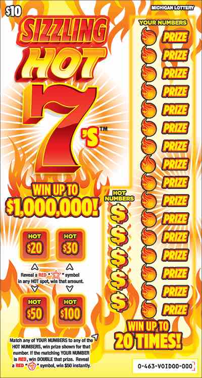 Sizzling Hot 7's scratchcard - game number #463 - front