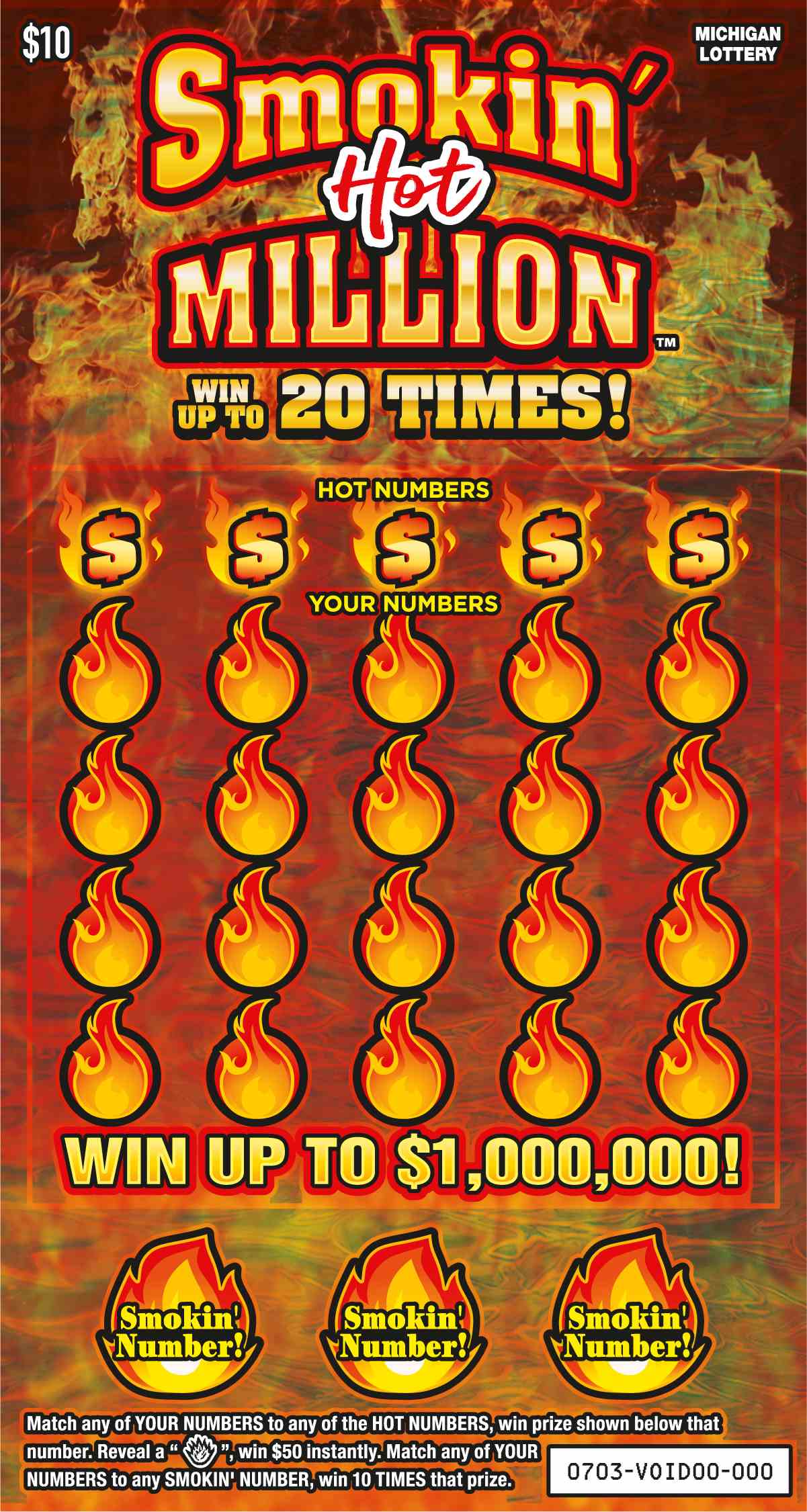 Smokin' Hot Million scratchcard - game number #703 - front