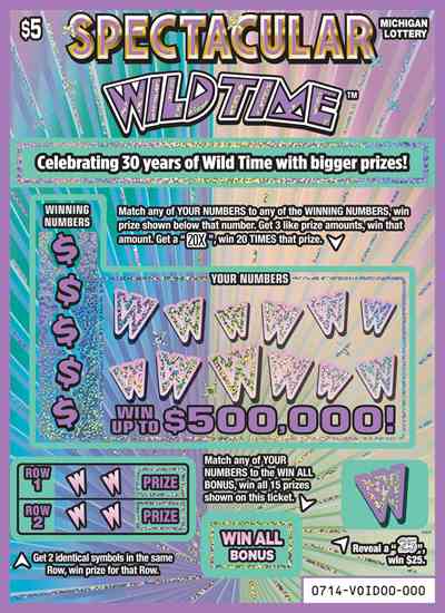 Spectacular Wild Time scratchcard - game number #714 - front