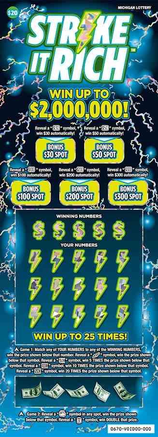 Strike It Rich scratchcard - game number #670 - front