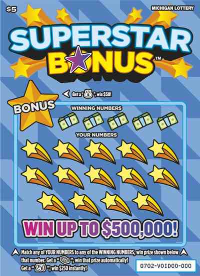 Superstar Bonus scratchcard - game number #702 - front