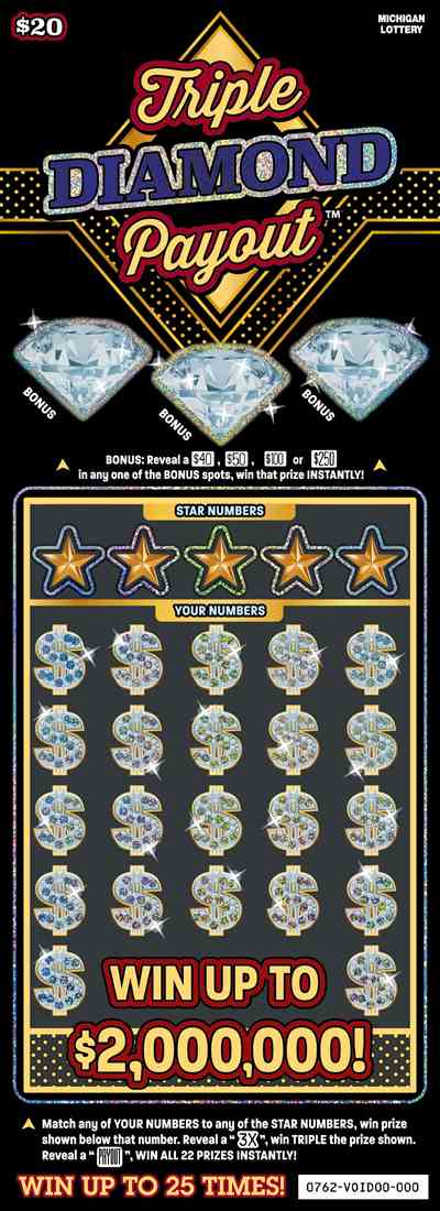 Triple Diamond Payout scratchcard - game number #762 - front