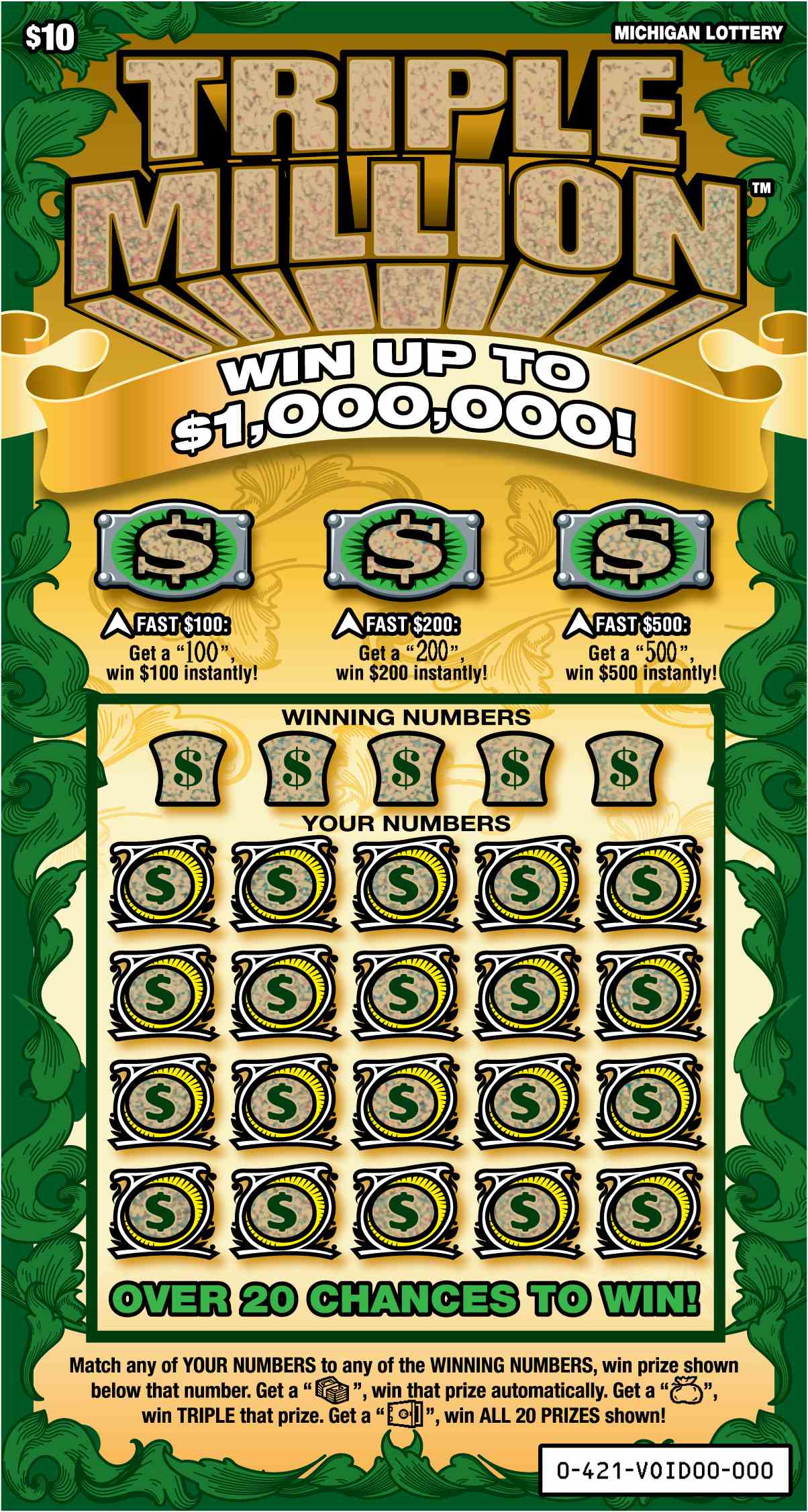 Triple Million scratchcard - game number #421 - front