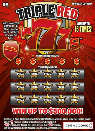 Triple Red 777s scratchcard - game number #693 - front