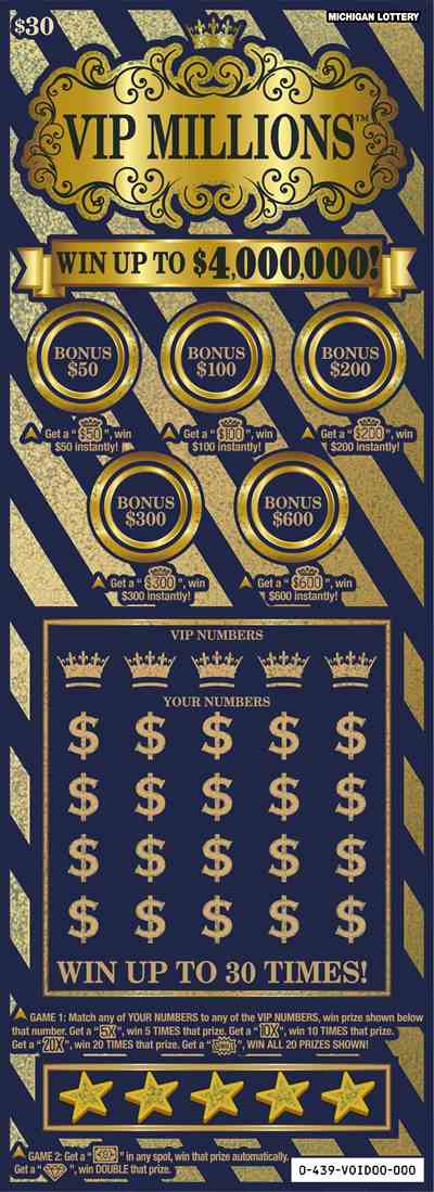 VIP Millions scratchcard - game number #439 - front