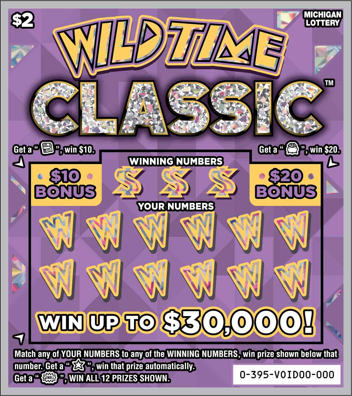 Wild Time Classic scratchcard - game number #395 - front